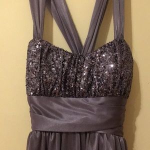 Adorable formal silver sequined mini dress